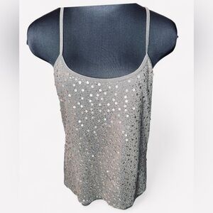 Boutique Essentials Gray Sequin Camisole Size Large